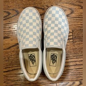 Vans light blue checkerboard slip ons women’s size 7.0